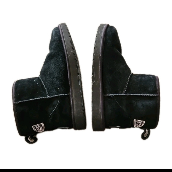 Ugg Womens Black Classic Short Swarovski Crystal Bow Boot 8 - Picture 8 of 11